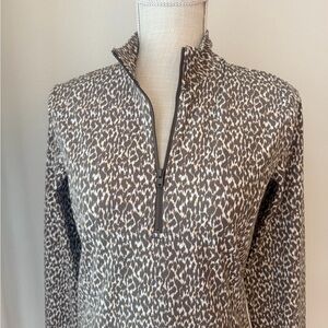 Tommy Bahama Animal Print 1/4 Zip Long Sleeve UPF 50 Pullover Top New Size S